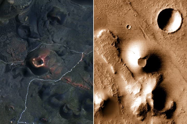 Dünya ve Mars'taki Scoria Konileri